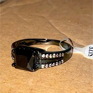 Size 10 Black Cubic Zirconia 18KGF Ring